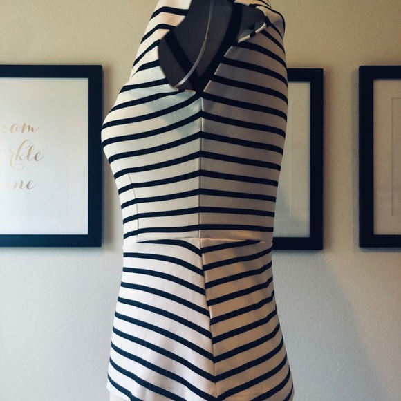 Black and White Striped Peplum Top - Picture 3 of 7